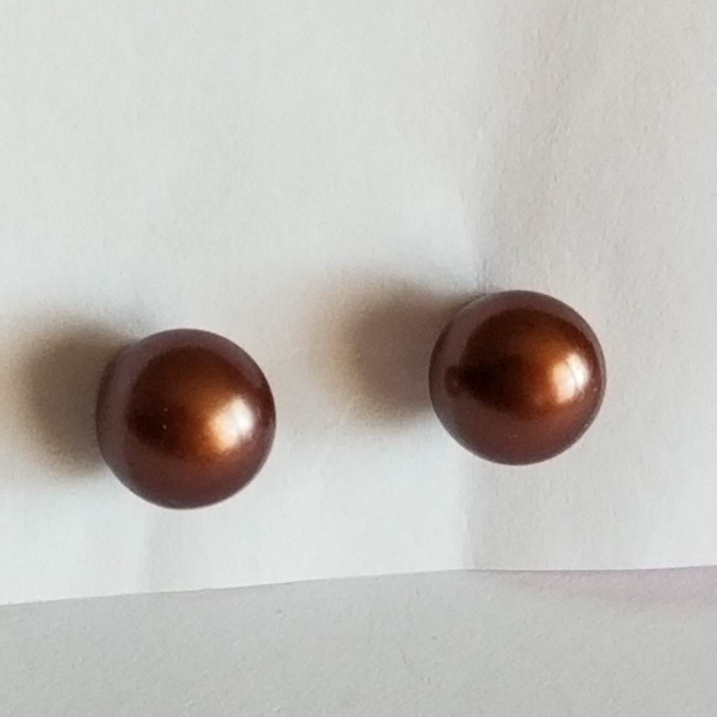 Real Pearl Stud Earrings Bronze Cultured Ips International Pearl Syndicate 925